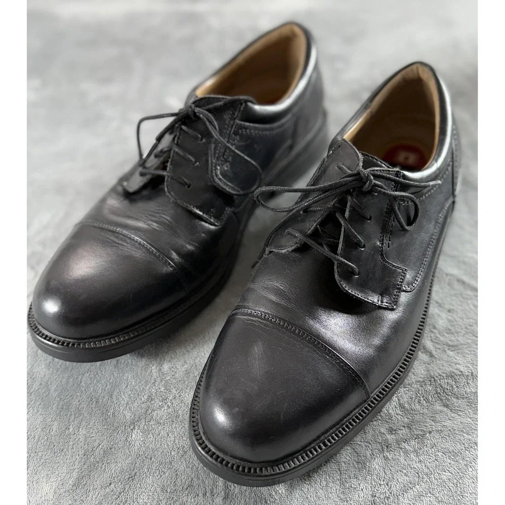 Chaps Dress Shoes Mens Size‎ 12M Black Cap Toe Leather Lace Up Oxford 096-9514